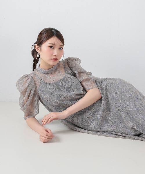 Kana(カナ)の「刺繍レースAラインワンピースドレス パーティー 結婚式 お呼ばれ オケージョンドレス(ドレス・レディース・グレー/ブラック/アイボリー・M)」の20枚目の写真