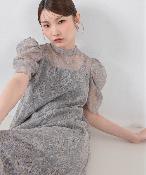 Kana(カナ)の「刺繍レースAラインワンピースドレス パーティー 結婚式 お呼ばれ オケージョンドレス(ドレス・レディース・グレー/ブラック/アイボリー・M)」の21枚目の写真