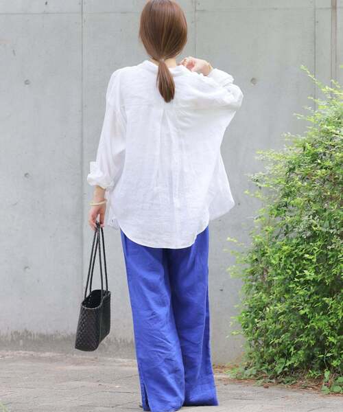 JOURNAL STANDARD relume(ジャーナルスタンダード レリューム)の「《追加2》カラーリネンオーバーサイズシャツ(シャツ/ブラウス・レディース・イエロー系その他/ピンク/グリーン/ホワイト/ブルー系その他/ダークブルー・FREE)」の9枚目の写真