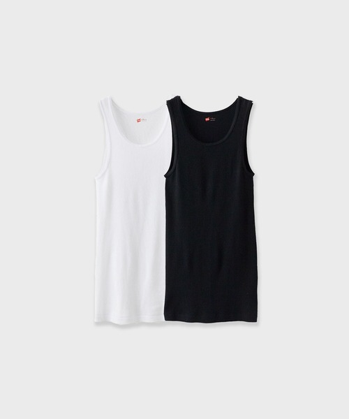 HANES（ヘインズ）の「Hanes/ 2P Pack A-Shirt / HM2-K701 秋服 冬服（タンクトップ・メンズ・ホワイト/ブラック/その他/ヘザーグレー・M/S/L）」の4枚目の写真