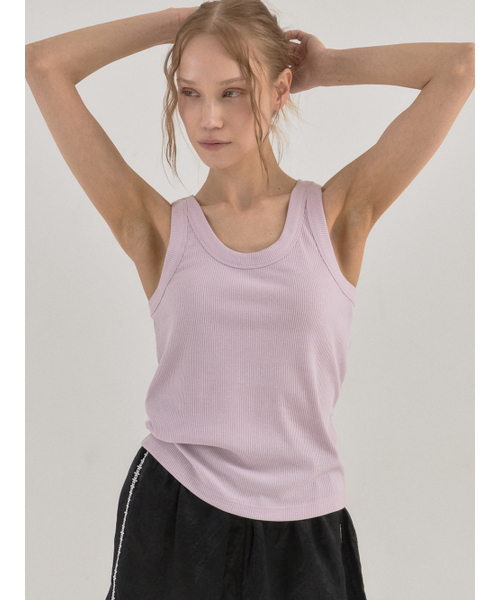 Sorry,Too Much Love(ソーリートゥーマッチラブ)の「Ribbon Ribbed U-Neck Tank Top_Pink(Tシャツ/カットソー・レディース・その他・FREE)」の2枚目の写真