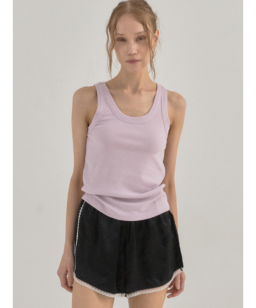 Sorry,Too Much Love(ソーリートゥーマッチラブ)の「Ribbon Ribbed U-Neck Tank Top_Pink(Tシャツ/カットソー・レディース・その他・FREE)」の4枚目の写真