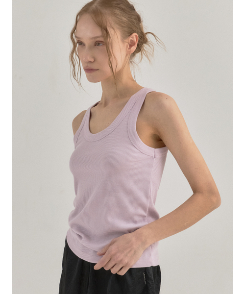 Sorry,Too Much Love(ソーリートゥーマッチラブ)の「Ribbon Ribbed U-Neck Tank Top_Pink(Tシャツ/カットソー・レディース・その他・FREE)」の5枚目の写真