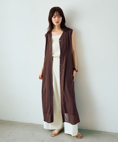 YECCA VECCA(イェッカヴェッカ)の「ドライタッチシアードロストワンピース(ワンピース・レディース・グリーン系その他3/ブラック/ブラウン・FREE)」の5枚目の写真