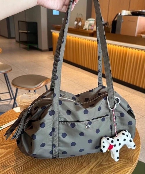 CANVAS+(キャンバスプラス)の「【CANVAS+】ドット柄ボストンバッグ(ボストンバッグ・レディース・カーキ/ホワイト/ブラック・F)」の21枚目の写真