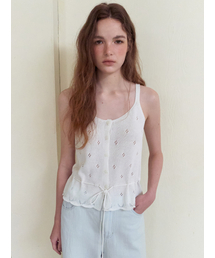 Scalloped Eyelet Knit Sleeveless, Ivory