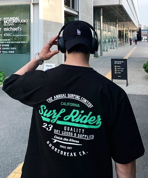NOWLE（ノウル）の「【NOWLE】ビッグシルエット カリフォルニア バックプリントTシャツ / カレッジライク サーフロゴ 半袖T（Tシャツ/カットソー・メンズ・ブラック/ホワイト・MEDIUM/LARGE/X-LARGE）」の8枚目の写真