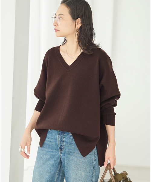 JOURNAL STANDARD(ジャーナルスタンダード)の「《WEB限定追加》ウォッシャブルTEXBRID Vプルオーバー(ニット/セーター・レディース・チャコールグレー/ブラウン/ブラック/サックスブルー・FREE)」の3枚目の写真
