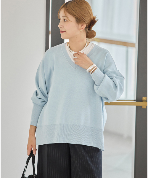 JOURNAL STANDARD(ジャーナルスタンダード)の「《WEB限定追加》ウォッシャブルTEXBRID Vプルオーバー(ニット/セーター・レディース・チャコールグレー/ブラウン/ブラック/サックスブルー・FREE)」の22枚目の写真