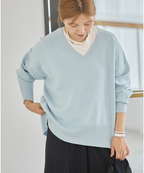 JOURNAL STANDARD(ジャーナルスタンダード)の「《WEB限定追加》ウォッシャブルTEXBRID Vプルオーバー(ニット/セーター・レディース・チャコールグレー/ブラウン/ブラック/サックスブルー・FREE)」の21枚目の写真