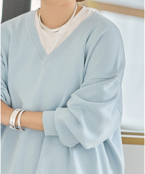 JOURNAL STANDARD(ジャーナルスタンダード)の「《WEB限定追加》ウォッシャブルTEXBRID Vプルオーバー(ニット/セーター・レディース・チャコールグレー/ブラウン/ブラック/サックスブルー・FREE)」の20枚目の写真