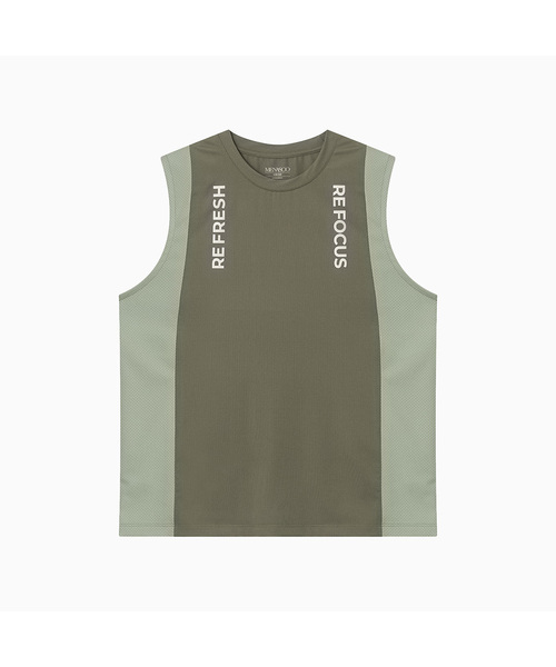 MENASOO(ミナス)の「Refocus Mesh Sleeveless Top(Tシャツ/カットソー・レディース・ブラック/カーキ/ネイビー/ブラウン/チャコール・2/1)」の1枚目の写真