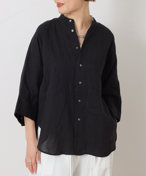 JOURNAL STANDARD LUXE（ジャーナルスタンダード　ラックス）の「60リネンドルマンシャツ（シャツ/ブラウス・レディース・ブラック系その他/レッド/ブラック・FREE）」の2枚目の写真