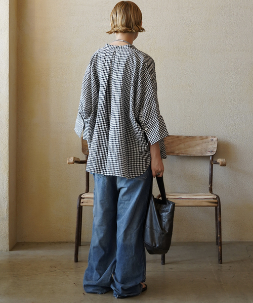 JOURNAL STANDARD LUXE（ジャーナルスタンダード　ラックス）の「60リネンドルマンシャツ（シャツ/ブラウス・レディース・ブラック系その他/レッド/ブラック・FREE）」の11枚目の写真