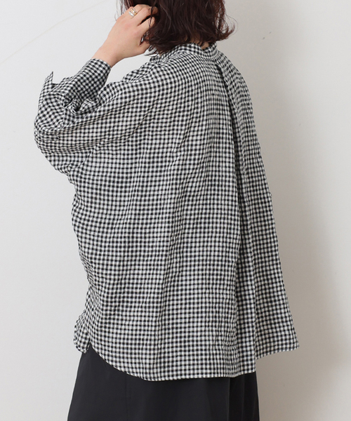 JOURNAL STANDARD LUXE（ジャーナルスタンダード　ラックス）の「60リネンドルマンシャツ（シャツ/ブラウス・レディース・ブラック系その他/レッド/ブラック・FREE）」の14枚目の写真