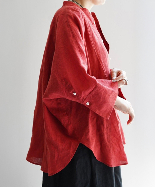 JOURNAL STANDARD LUXE（ジャーナルスタンダード　ラックス）の「60リネンドルマンシャツ（シャツ/ブラウス・レディース・ブラック系その他/レッド/ブラック・FREE）」の16枚目の写真