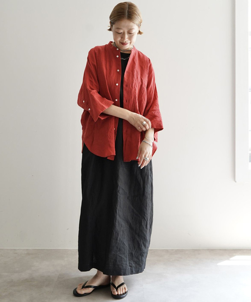 JOURNAL STANDARD LUXE（ジャーナルスタンダード　ラックス）の「60リネンドルマンシャツ（シャツ/ブラウス・レディース・ブラック系その他/レッド/ブラック・FREE）」の17枚目の写真
