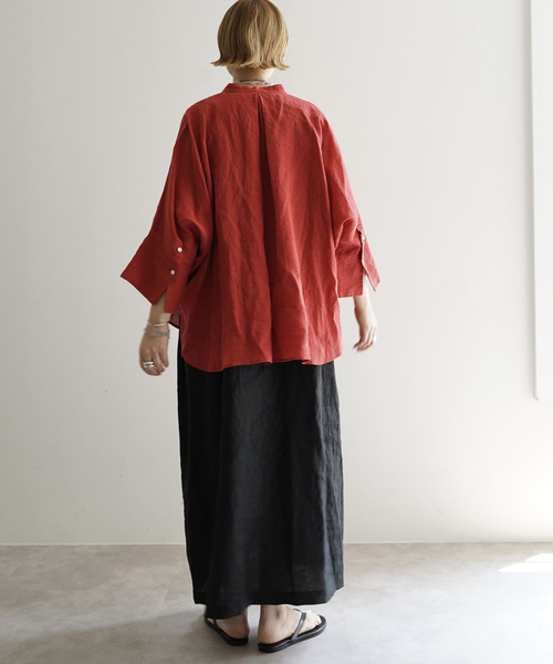 JOURNAL STANDARD LUXE（ジャーナルスタンダード　ラックス）の「60リネンドルマンシャツ（シャツ/ブラウス・レディース・ブラック系その他/レッド/ブラック・FREE）」の18枚目の写真