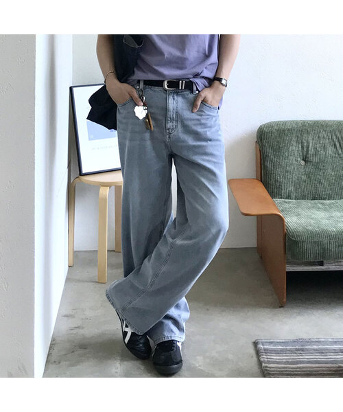 MINDBRIDGE(マインドブリッジ)の「9ozワイドライトブルーデニムパンツ_LI(デニムパンツ・メンズ・ライトインディゴブルー・29/36/30/32/34)」の1枚目の写真