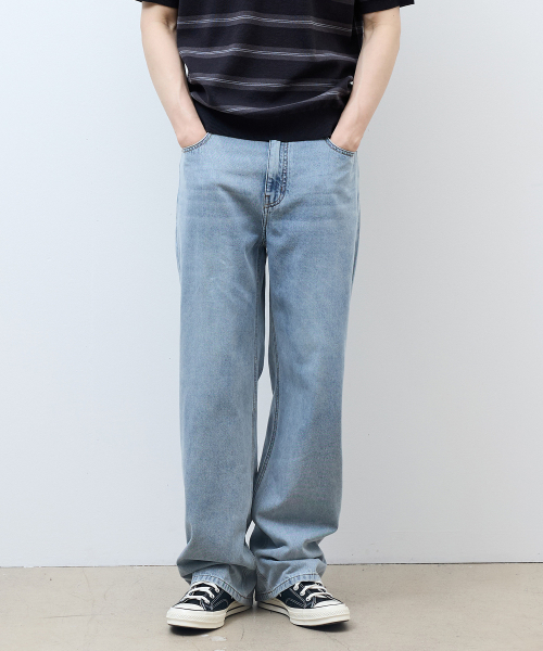 MINDBRIDGE(マインドブリッジ)の「9ozワイドライトブルーデニムパンツ_LI(デニムパンツ・メンズ・ライトインディゴブルー・29/36/30/32/34)」の3枚目の写真