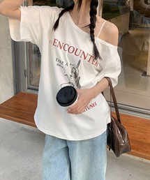 HALEY PESCA/カウガールプリントワンショルダーオーバーTシャツ