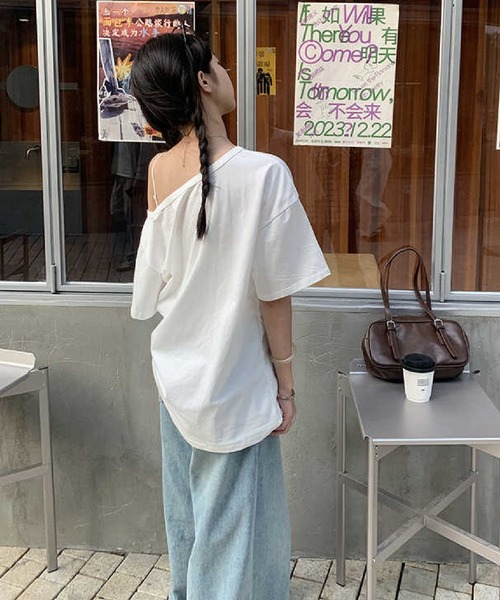 HALEY PESCA(ヘーリーペスカ)の「HALEY PESCA/カウガールプリントワンショルダーオーバーTシャツ(Tシャツ/カットソー・レディース・ホワイト・MEDIUM/SMALL)」の8枚目の写真