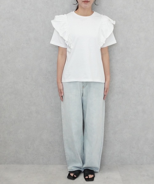 SELECT LEVERY（セレクトリベリー）の「ショルダーフリルTシャツ（Tシャツ/カットソー・レディース・ブラック/オフホワイト・FREE）」の16枚目の写真