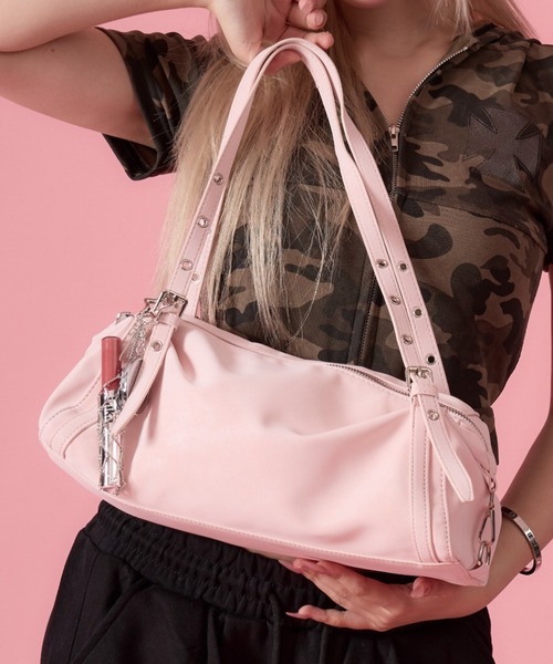 mindseeker girls(マインドシーカーガールズ)の「Eyelet Handle Mini Bag / アイレットハンドル付きミニバッグ(ショルダーバッグ・レディース・ベビーピンク/ブラック・FREE)」の2枚目の写真