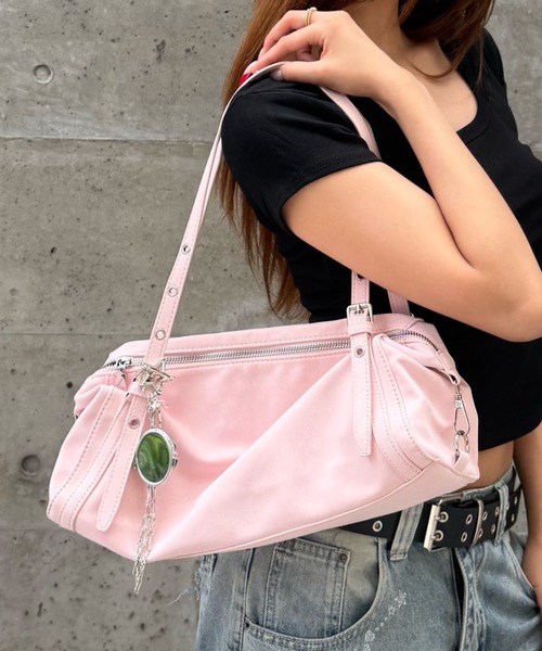 mindseeker girls(マインドシーカーガールズ)の「Eyelet Handle Mini Bag / アイレットハンドル付きミニバッグ(ショルダーバッグ・レディース・ベビーピンク/ブラック・FREE)」の7枚目の写真