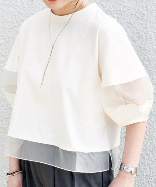CHUL(チュル)の「シアースリーブドッキングプルオーバー(その他トップス・レディース・ホワイト/ブラック・MEDIUM/X-LARGE/LARGE)」の1枚目の写真