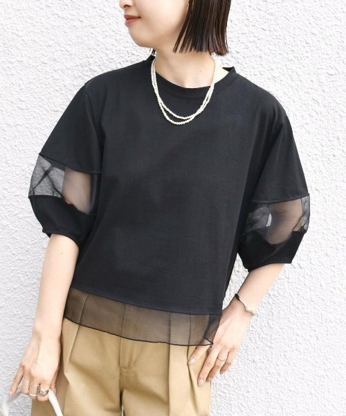 CHUL(チュル)の「シアースリーブドッキングプルオーバー(その他トップス・レディース・ホワイト/ブラック・MEDIUM/X-LARGE/LARGE)」の3枚目の写真