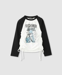 RICH MIX（リッチミックス）の「【RICHMIX/リッチミックス】ガールズグラフィック ドロスト シャーリング ラグラン長袖Tシャツ（Tシャツ/カットソー）」