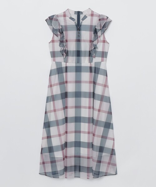 BLUE LABEL CRESTBRIDGE(ブルーレーベルクレストブリッジ)の「トリコットチェックフリルスリーブドレス(ワンピース・レディース・パープル系その他4・38/40/36)」の9枚目の写真