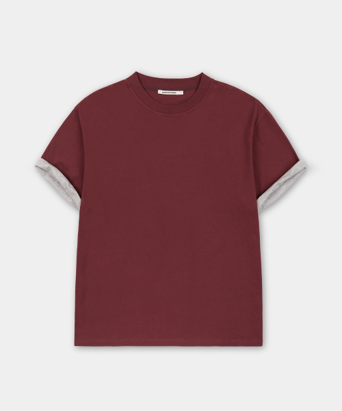 EXCONTAINER(エックスコンテナ)の「スリーブレイヤードクロップハーフTシャツ(バーガンディ)(Tシャツ/カットソー・メンズ・その他・LARGE/X-LARGE/MEDIUM)」の2枚目の写真