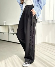 STAY MOTION | 【WEB限定】サイドフリルストレートパンツ［骨格ナチュラル／カジュアル／韓国ファッション］(その他パンツ)
