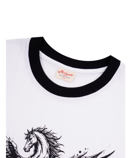 FABULOUS ARCHIVE(ファビュラスアーカイブ)の「ペガサスアイレットポケットリンガー半袖Tシャツホワイトブラック(FCG2TS813M)(Tシャツ/カットソー・レディース・ホワイト・MEDIUM/LARGE)」の8枚目の写真