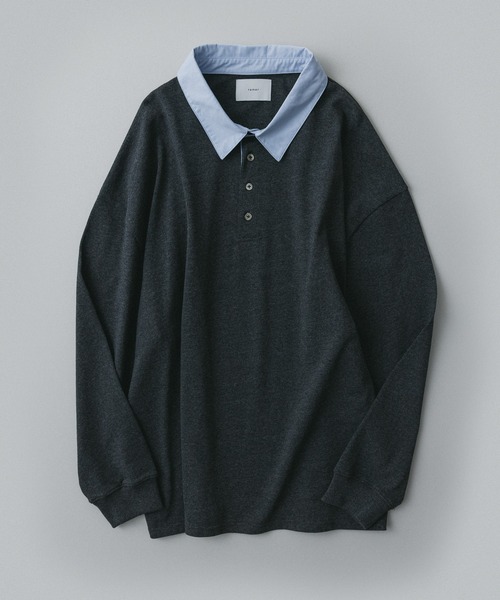remer(リメール)の「remer 26秋冬新作 - loose sweat polo shirt / シャツ襟スウェットポロシャツ(ポロシャツ・メンズ・ダークグレー/グレー/ブラック・X-SMALL/SMALL/MEDIUM/LARGE)」の3枚目の写真