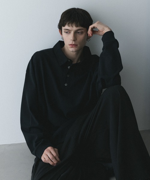 remer(リメール)の「remer 26秋冬新作 - loose sweat polo shirt / シャツ襟スウェットポロシャツ(ポロシャツ・メンズ・ダークグレー/グレー/ブラック・X-SMALL/SMALL/MEDIUM/LARGE)」の6枚目の写真
