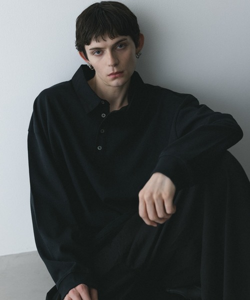 remer(リメール)の「remer 26秋冬新作 - loose sweat polo shirt / シャツ襟スウェットポロシャツ(ポロシャツ・メンズ・ダークグレー/グレー/ブラック・X-SMALL/SMALL/MEDIUM/LARGE)」の5枚目の写真