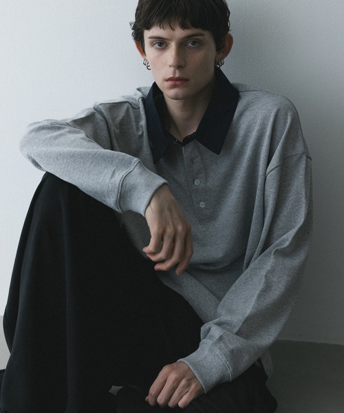 remer(リメール)の「remer 26秋冬新作 - loose sweat polo shirt / シャツ襟スウェットポロシャツ(ポロシャツ・メンズ・ダークグレー/グレー/ブラック・X-SMALL/SMALL/MEDIUM/LARGE)」の11枚目の写真