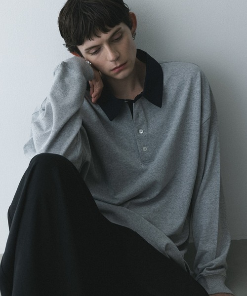 remer(リメール)の「remer 26秋冬新作 - loose sweat polo shirt / シャツ襟スウェットポロシャツ(ポロシャツ・メンズ・ダークグレー/グレー/ブラック・X-SMALL/SMALL/MEDIUM/LARGE)」の12枚目の写真