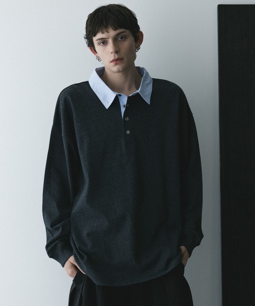 remer(リメール)の「remer 26秋冬新作 - loose sweat polo shirt / シャツ襟スウェットポロシャツ(ポロシャツ・メンズ・ダークグレー/グレー/ブラック・X-SMALL/SMALL/MEDIUM/LARGE)」の18枚目の写真