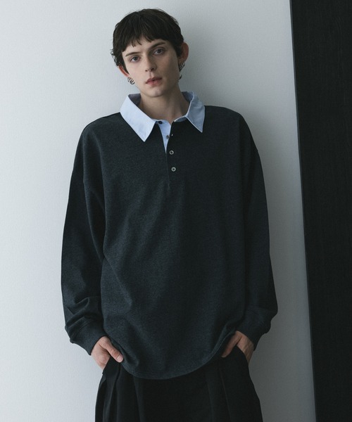 remer(リメール)の「remer 26秋冬新作 - loose sweat polo shirt / シャツ襟スウェットポロシャツ(ポロシャツ・メンズ・ダークグレー/グレー/ブラック・X-SMALL/SMALL/MEDIUM/LARGE)」の19枚目の写真