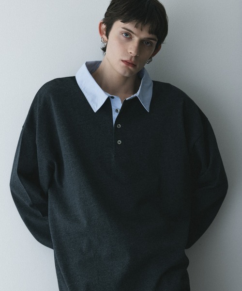 remer(リメール)の「remer 26秋冬新作 - loose sweat polo shirt / シャツ襟スウェットポロシャツ(ポロシャツ・メンズ・ダークグレー/グレー/ブラック・X-SMALL/SMALL/MEDIUM/LARGE)」の20枚目の写真