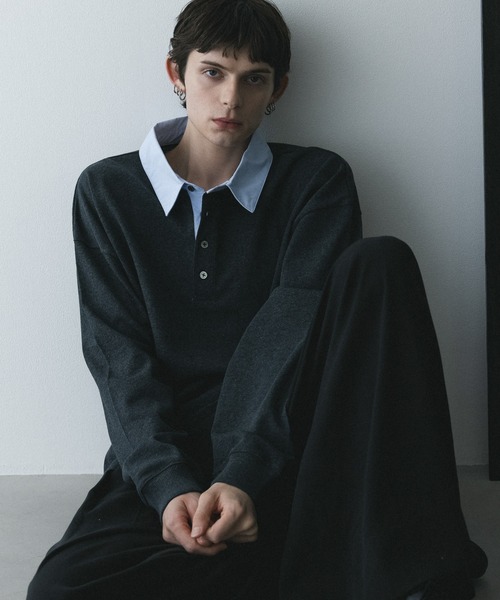 remer(リメール)の「remer 26秋冬新作 - loose sweat polo shirt / シャツ襟スウェットポロシャツ(ポロシャツ・メンズ・ダークグレー/グレー/ブラック・X-SMALL/SMALL/MEDIUM/LARGE)」の16枚目の写真