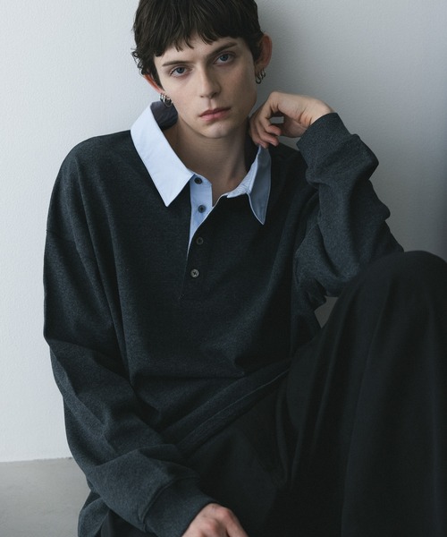 remer(リメール)の「remer 26秋冬新作 - loose sweat polo shirt / シャツ襟スウェットポロシャツ(ポロシャツ・メンズ・ダークグレー/グレー/ブラック・X-SMALL/SMALL/MEDIUM/LARGE)」の17枚目の写真
