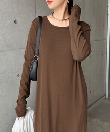 2way長袖リブロングワンピース