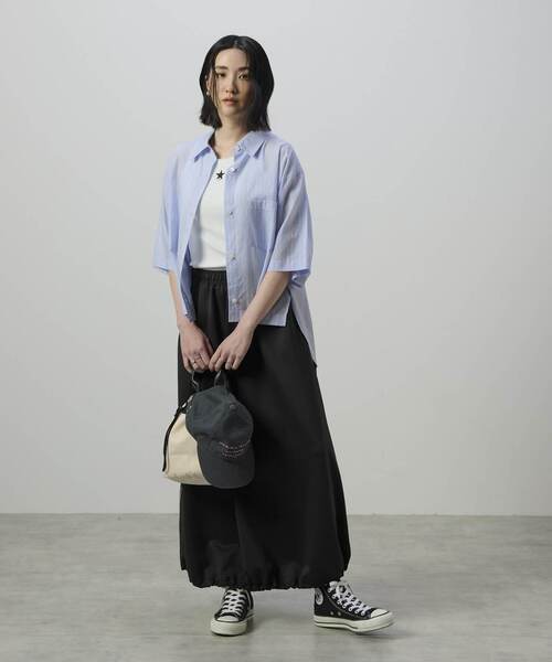 CONVERSE TOKYO(コンバーストウキョウ)の「SHEER STRIPE OVER SHIRT(シャツ/ブラウス・レディース・チャコールグレー/ブルー/ホワイト・FREE)」の6枚目の写真