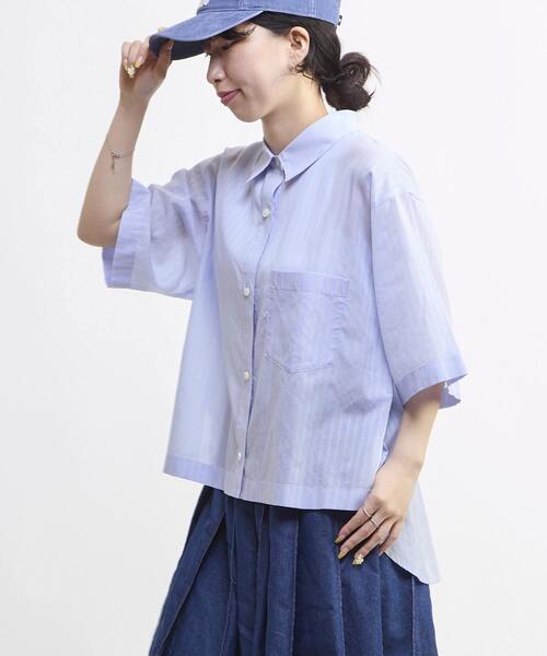 CONVERSE TOKYO(コンバーストウキョウ)の「SHEER STRIPE OVER SHIRT(シャツ/ブラウス・レディース・チャコールグレー/ブルー/ホワイト・FREE)」の12枚目の写真