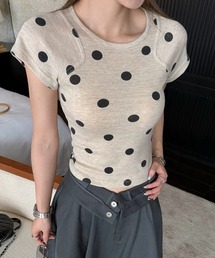 Oatmeal polka dot slim tee
